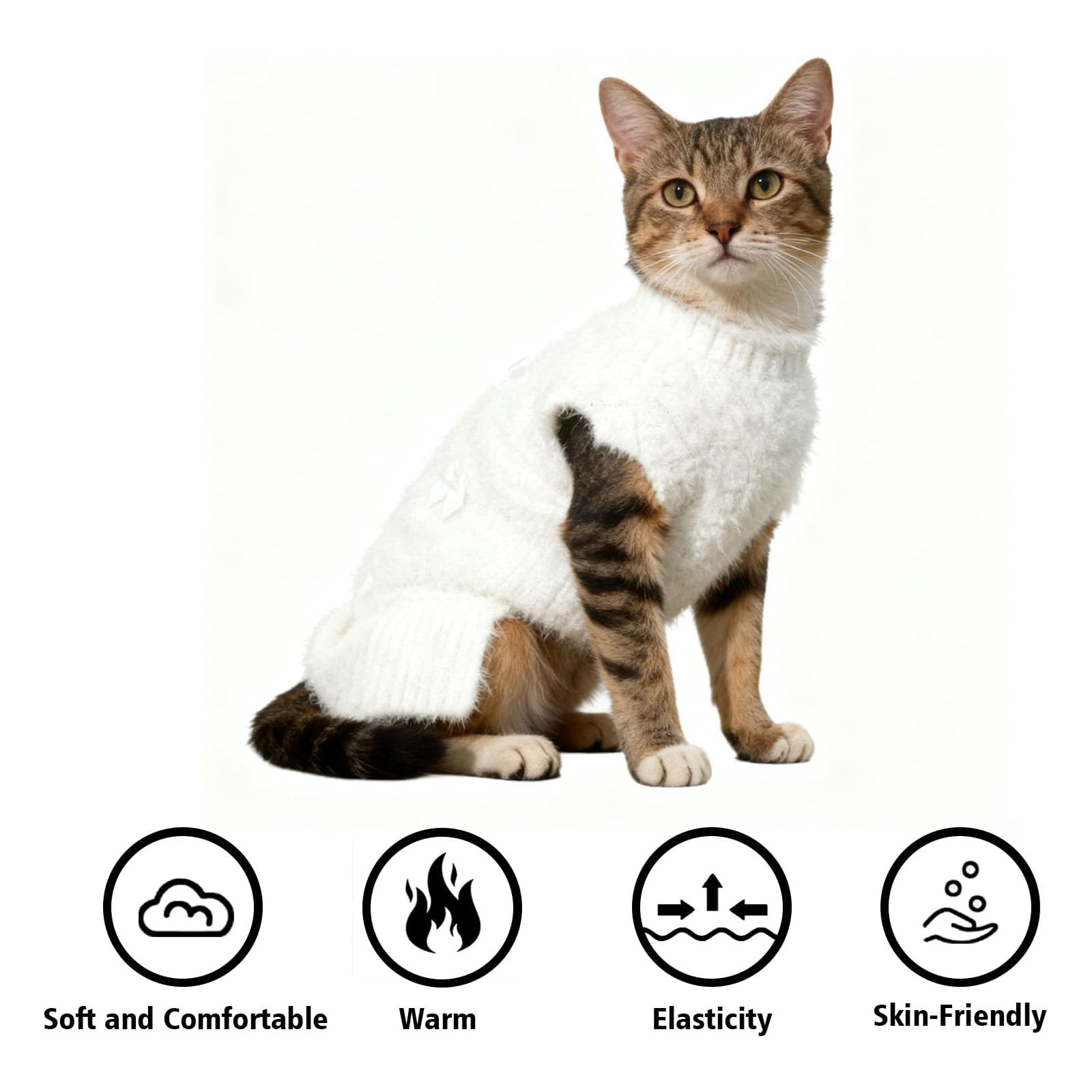 White Single-Layer Knit Pet Dress - alternate view