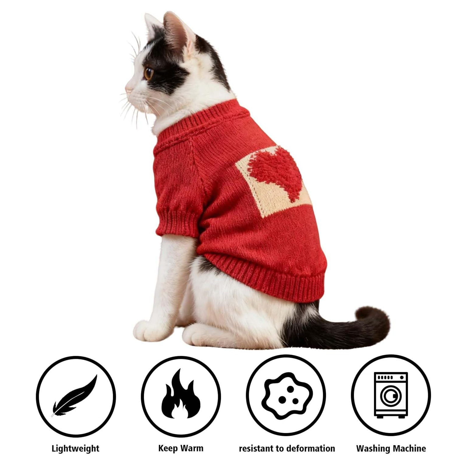 Red Heart Dog Sweater - Festive Christmas Pet Jumper - alternate view