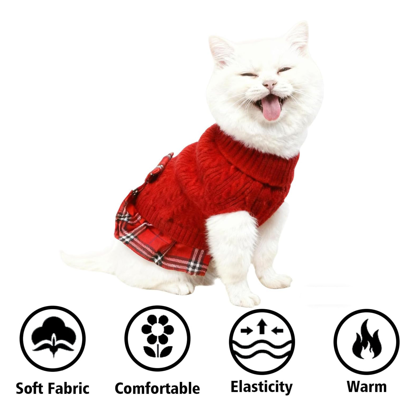 Red Knit Pet Dress with Flared Hem - alternate view