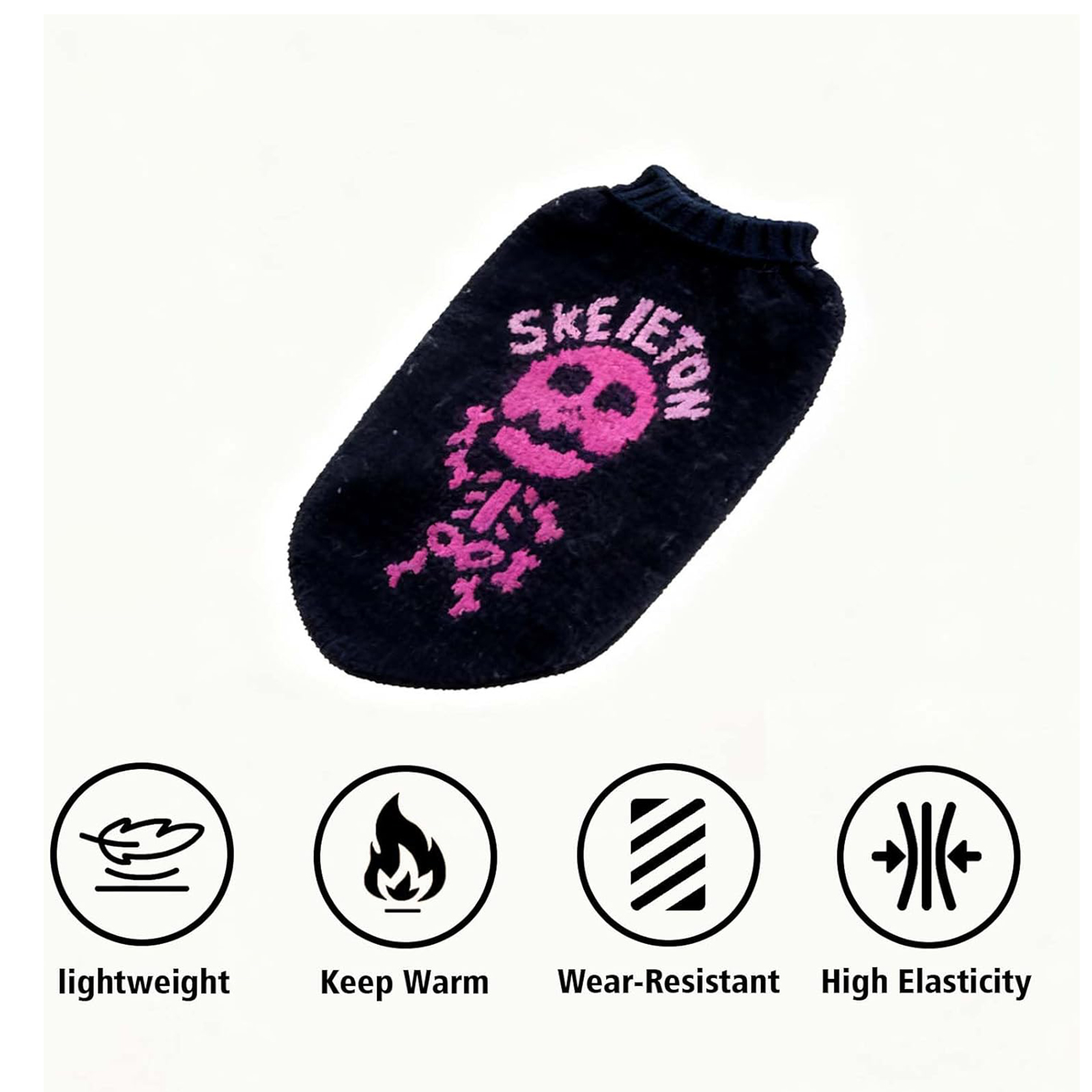 Black Skull Dog Sweater - Edgy Patterned Pet Jumper - alternate view