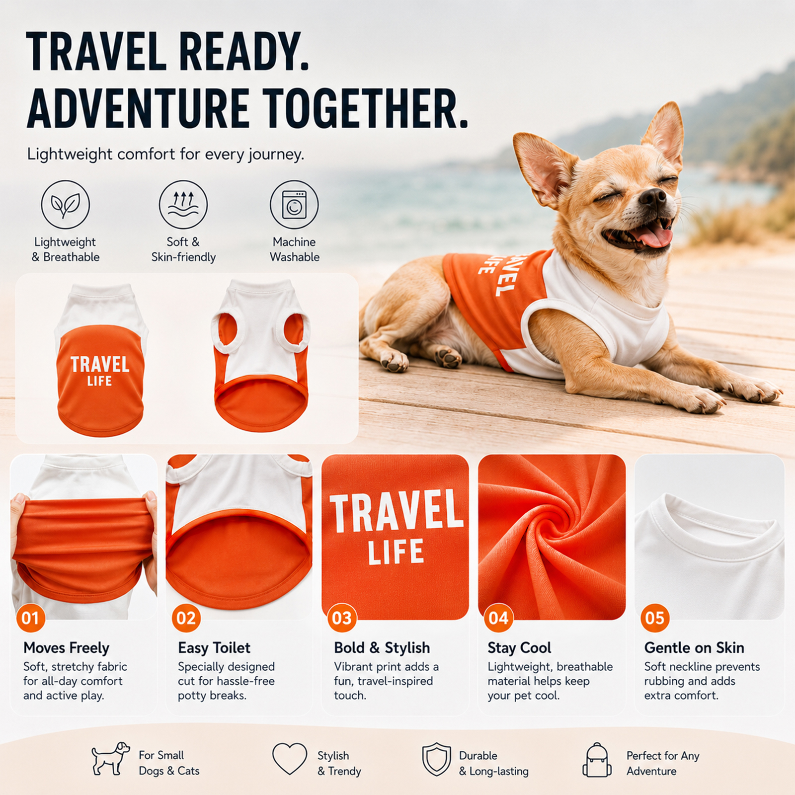 Orange Dog Cooling Shirt with UV Protection - alternate view