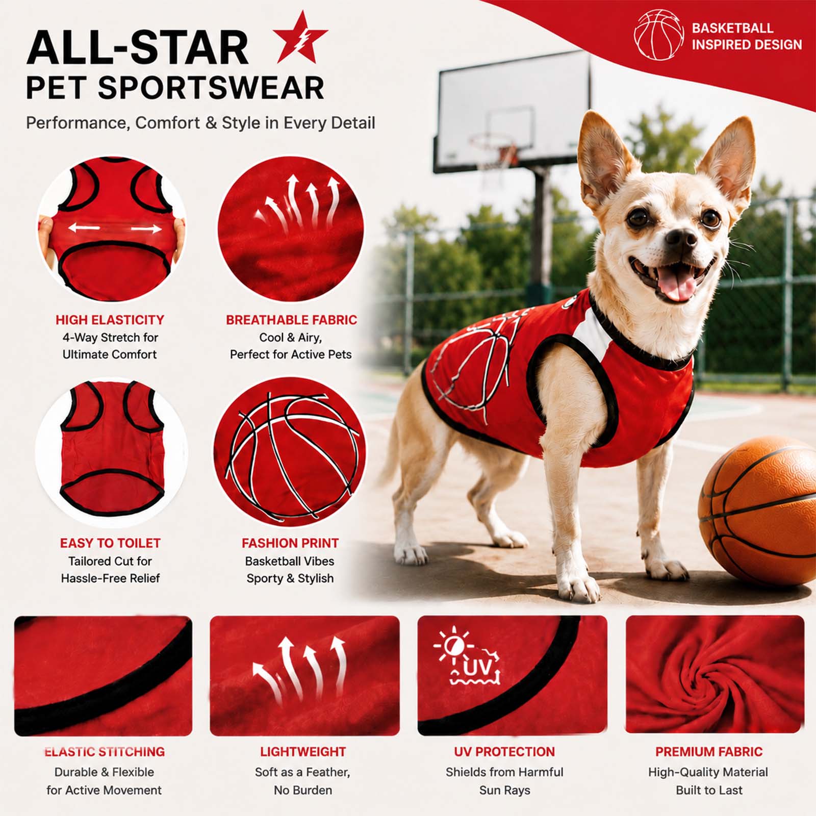 Red Dog Cooling Vest for Summer Outdoor Walking - alternate view