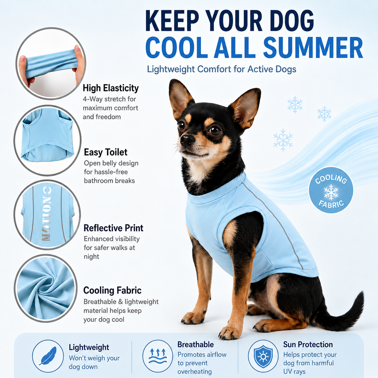 Blue Reflective Dog Cooling Vest - alternate view