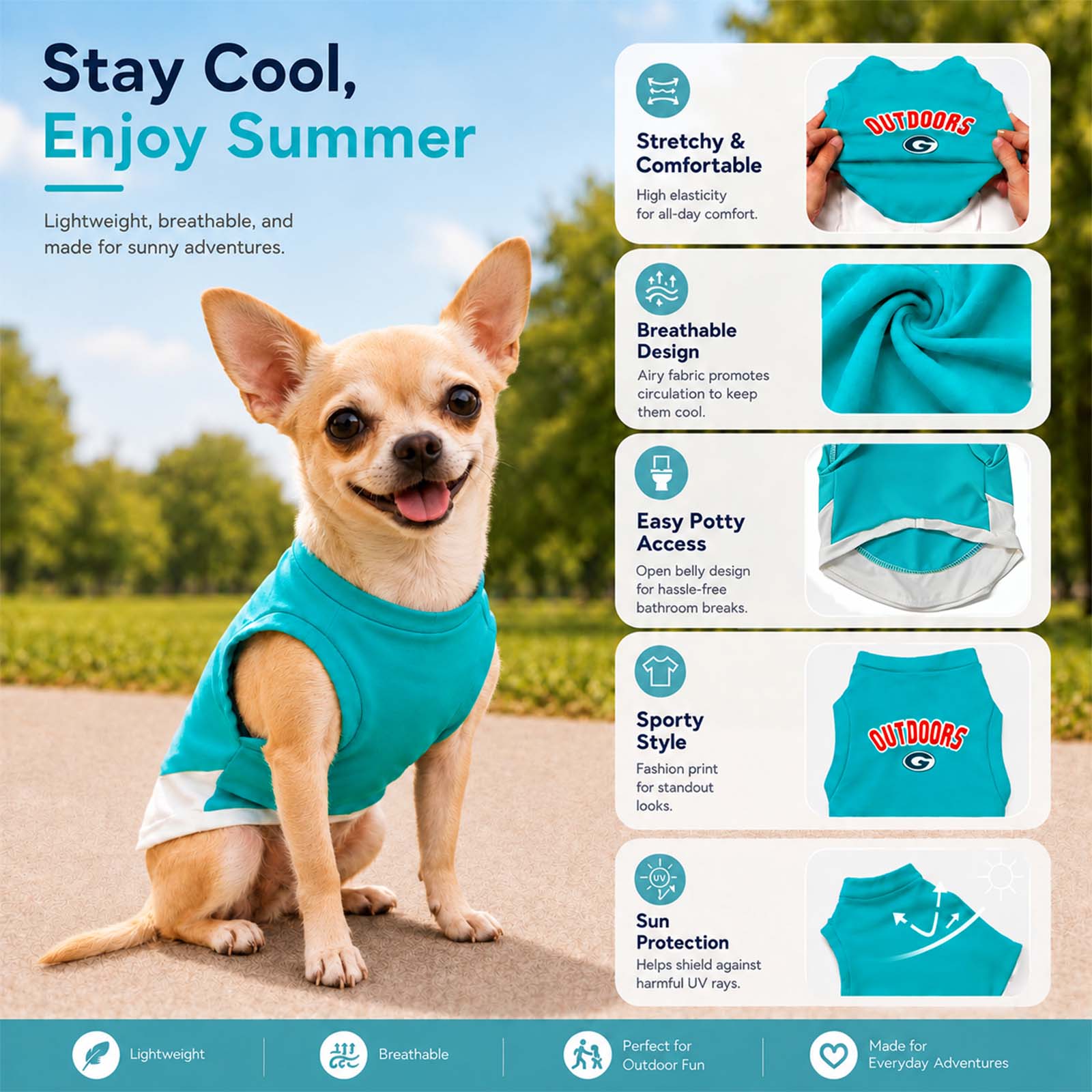 Nucsomeole Cyan Summer Dog Cooling Vest - alternate view